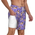 thumbnail image 3 of Picia Pugs and Flowers pattern Mens Swim Trunks with Compression Liner Stretch Beach Shorts Quick Dry with Zipper Pockets No-Chafing Board Shorts-Medium, 3 of 9
