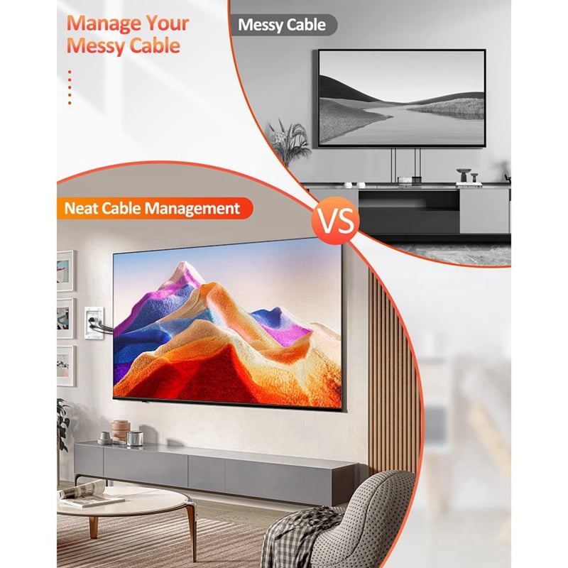 Recessed Outlet Box in Wall Cable Management Kit 15A 125V Hide TV Power Cables & Low Voltage Wires Behind the Wall