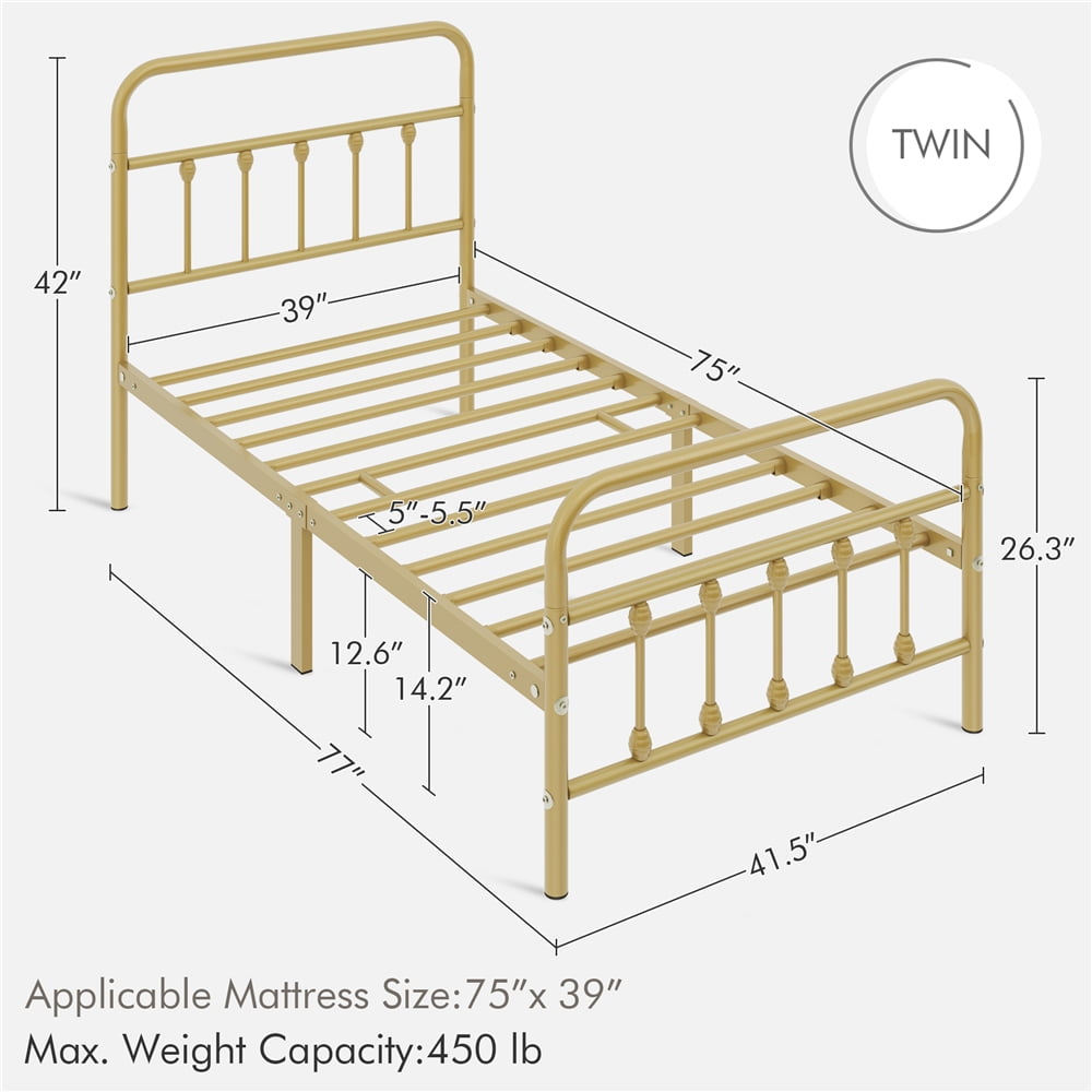 Topeakmart Queen Metal Bed Frame Spindle Headboard & Footboard, White