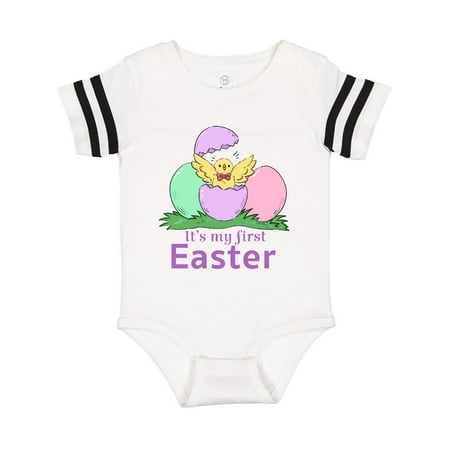 

Inktastic It s My 1st Easter with Cute Chick Hatching Gift Baby Boy or Baby Girl Bodysuit