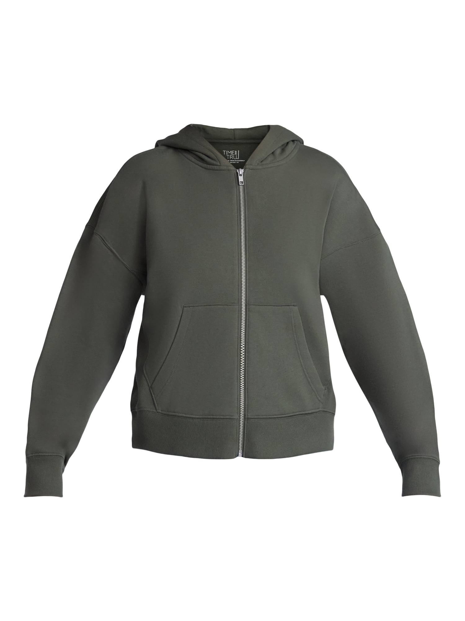 Time and Tru Women's Cropped Zip Up Fleece Hoodie, Sizes XS-XXXL