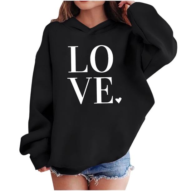 Sudadera con capucha y estampado de corazón de San Valentín, sudadera de manga larga para niños y niñas, chaqueta para niñas de talla mediana y grande.