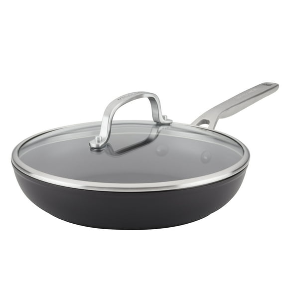 KitchenAid Hard-Anodized 10 Inch Induction Frying Pan with Lid, Dishwasher Safe and Oven Safe to 500°F, Matte Black