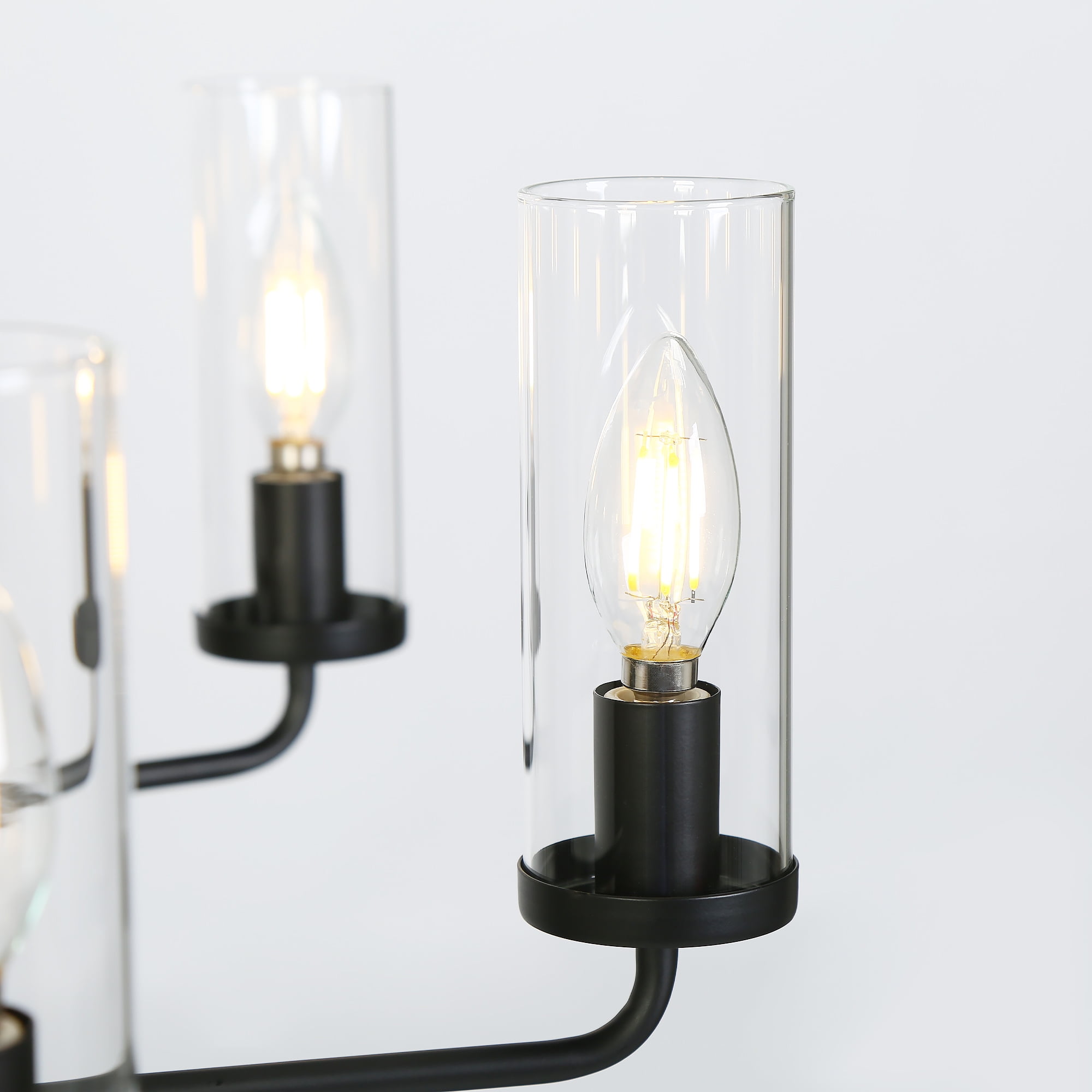 LNC 8-Light 1-Tier Modern Metal Matte Black Hardwired Candle-Style Chandelier