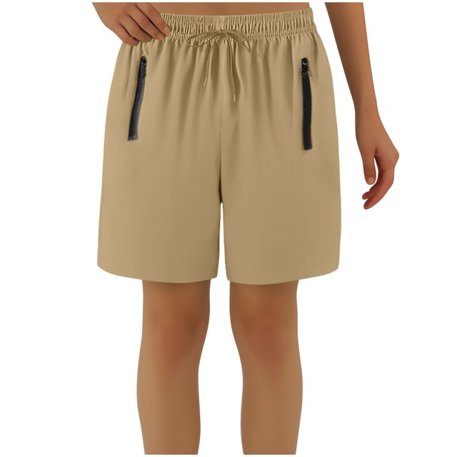 Yuyuzo Shorts for Women High Waisted Drawstring Unisex Quick Drying Shorts with Zipper Pockets