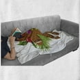 thumbnail image 6 of Gingerbread Man Soft Flannel Fleece Throw Blanket, Tasty Pastry on Coniferous Branches Candy Cane and Holly Berry, Cozy Plush for Indoor and Outdoor Use, 50" x 60", Brown Green Red, by Ambesonne, 6 of 6