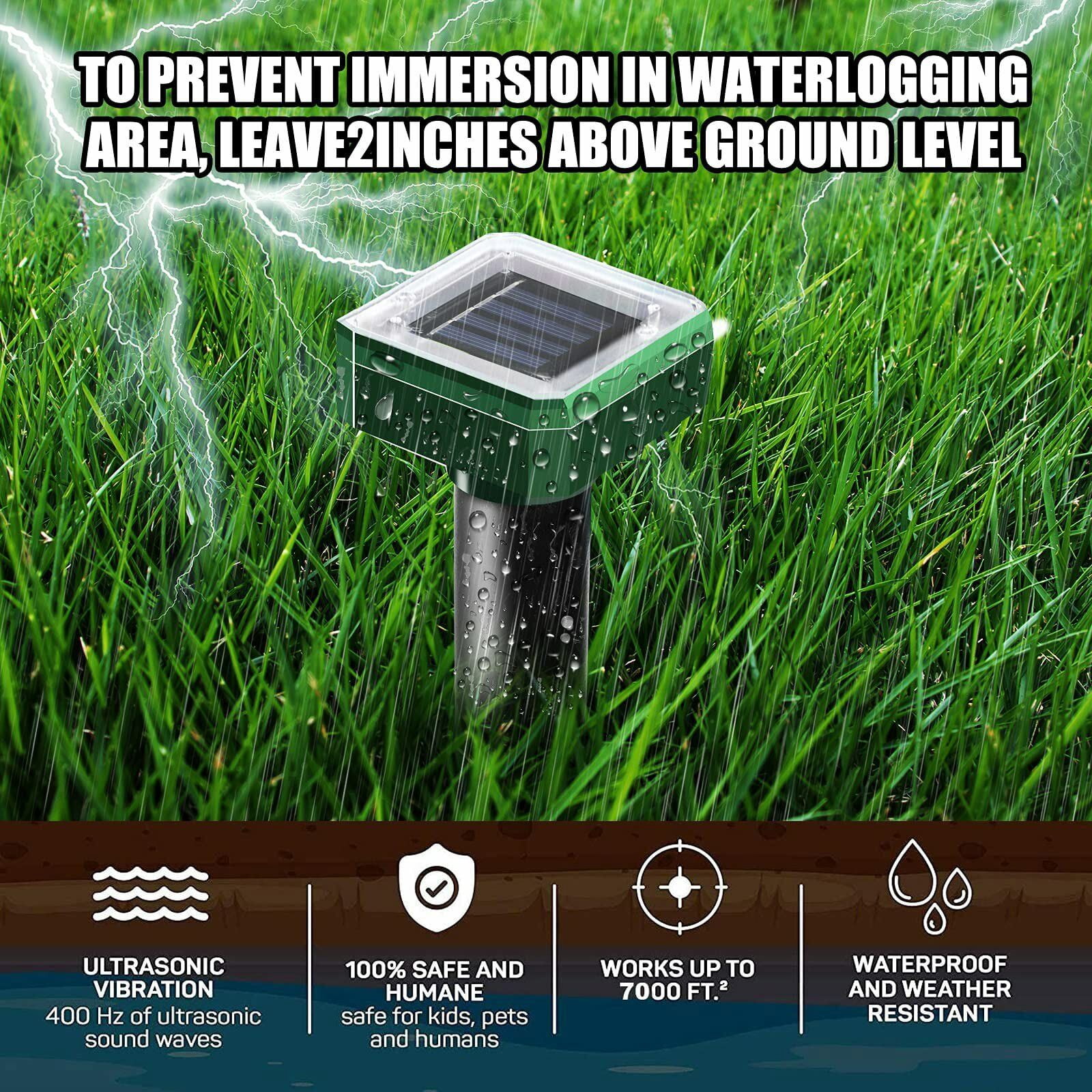 JahyShow 8 PCS Mole Repellent Solar Powered 8 Pack, Waterproof Vole Chipmunk Outdoor, Gopher Ultrasonic for Lawn Garden, Groundhog Repeller, Snake