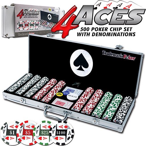 Trademark Poker 4 Aces 500pc 11.5g Poker Chip Set with Aluminum Case