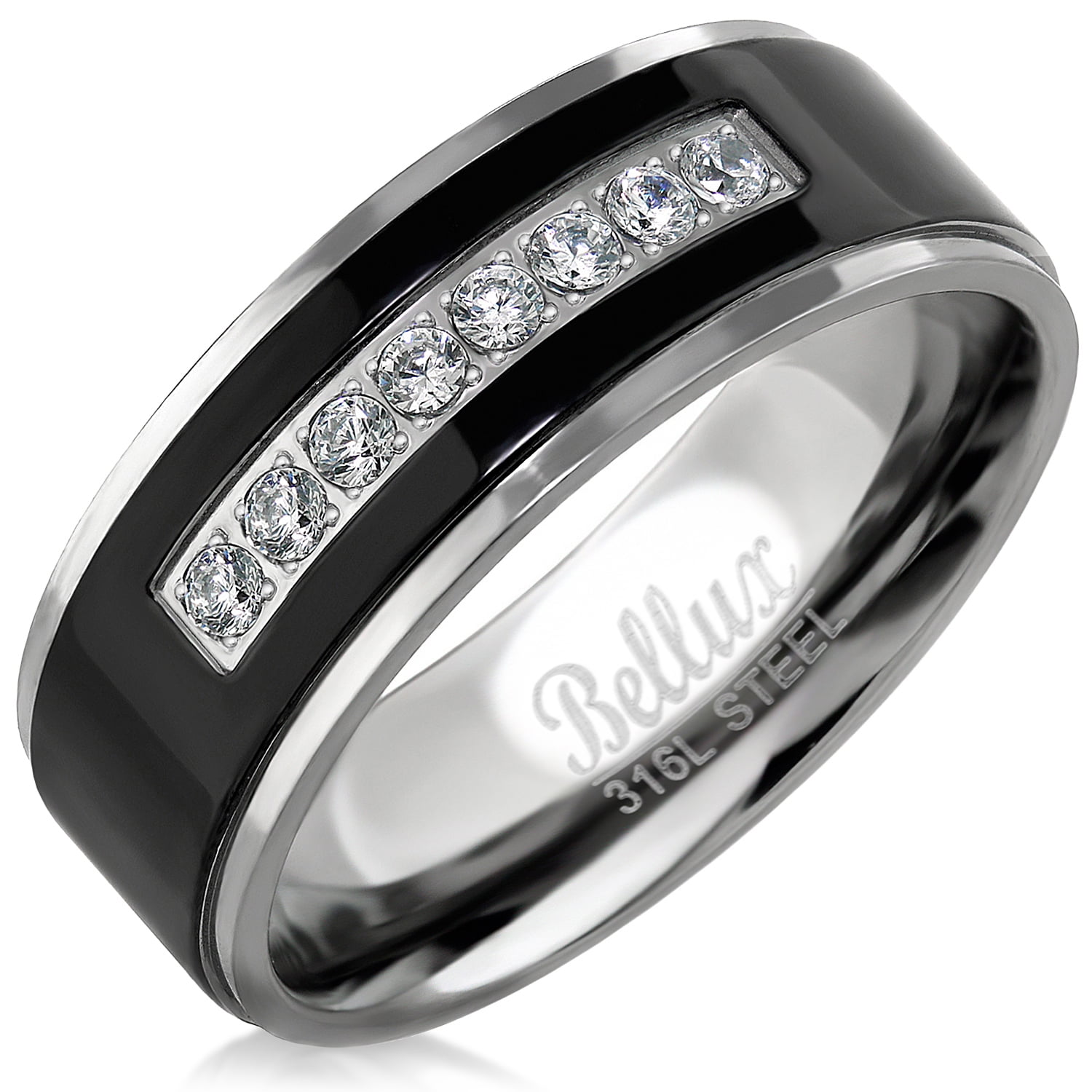 Bellux Style - Mens Wedding Bands Stainless Steel Promise Rings for Him Mens Stainless Steel Fashion Rings