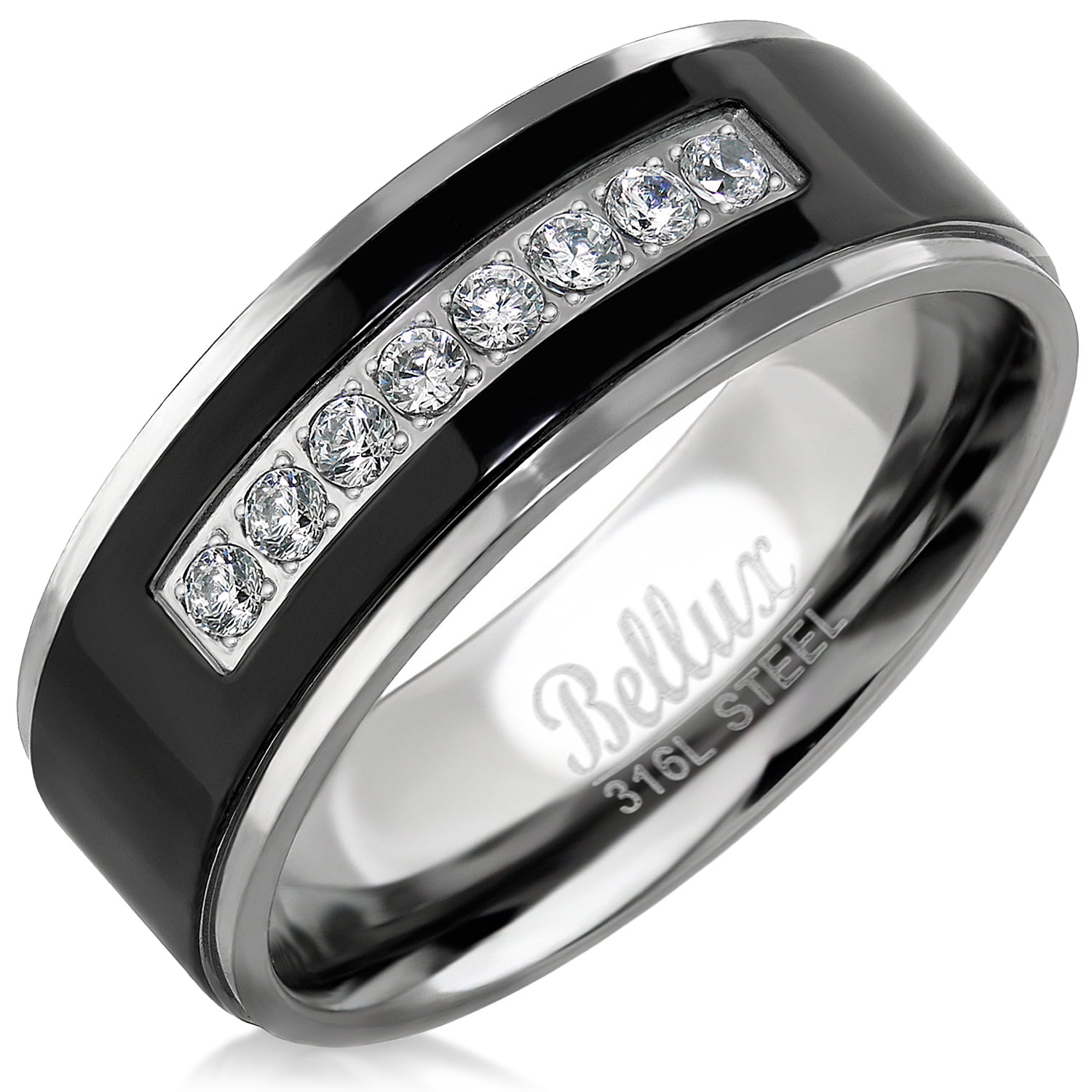 Mens Wedding Bands Stainless Steel Promise Rings for Him Silver Black Engagement Jewelry Size 9