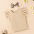 thumbnail image 5 of uublik Girls Rompers Summer Clothes Sleeveless Top Floral Print Pants Suit Khaki 0-6 Months, 5 of 5