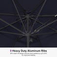 thumbnail image 3 of PURPLE LEAF OUTDOOR 9Ft Patio Umbrella Semi-Auto Round Outdoor Aluminium Market Umbrella Table Umbrella with 1.89In Rod and 8 Sturdy Ribs for Deck Lawn Pool Garden, Navy Blue, 3 of 9