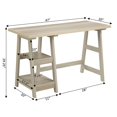 thumbnail image 5 of Convenience Concepts Designs2Go 29.25" Tall Trestle Desk with Shelves, Weathered White, 5 of 6
