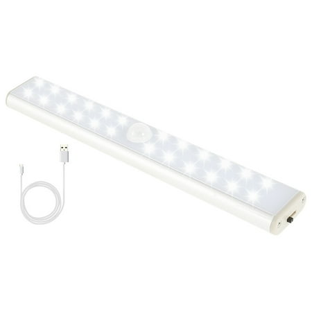 

1/2pcs LED Under Cabinet Night Light Motion Sensor Cupboard Lamp USB Rechargeable with Self-adhesive Dimmable for Bedroom Kitchen White