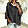 thumbnail image 5 of Hoodies for Women Drawstring 3/4 Sleeve Denim Loose Hooded Sports Sweatshirt,Black,XXL, 5 of 6