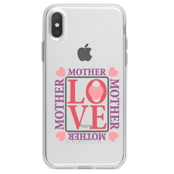DistinctInk Clear Shockproof Hybrid Case for iPhone XS Max (6.5" Screen) - TPU Bumper Acrylic Back Tempered Glass Screen Protector - Love Mother Hearts Pink Purple
