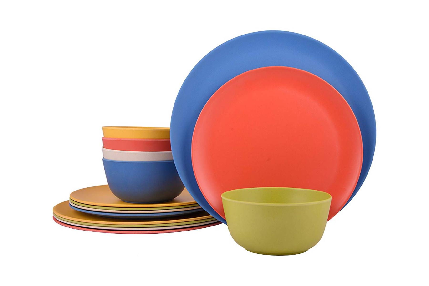Melange 12Piece Bamboo Dinnerware Set (Rounds Collection) Shatter
