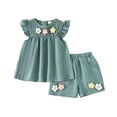 thumbnail image 7 of Amidoa Girls Summer 2 Piece Outfits Kids Ruffle Sleeve Short Sleeve and Shorts Casual Clothing Sets Mint Green Size 3T, 7 of 7