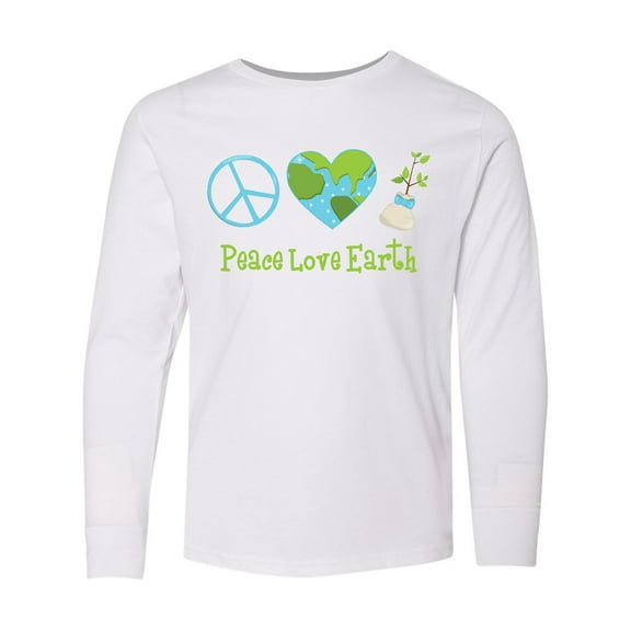 Inktastic Peace Love Earth Long Sleeve Youth T-Shirt
