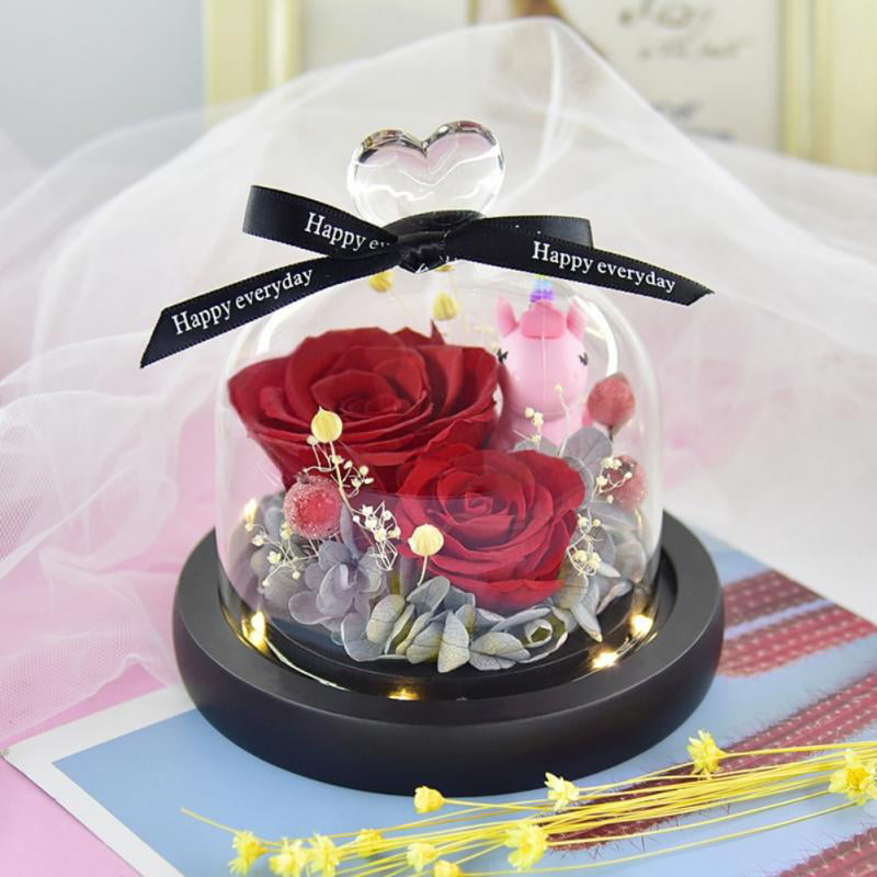 Eternal Pink Rose in Glass Dome Immortal Preserved Rose Mothers Day Gift 
