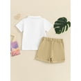 thumbnail image 4 of Suealasg Toddler Kids Boys Summer 2Pcs Outfit Short Sleeve Lapel Neck Tops +Elastic Waist Shorts 1T 2T 3T 4T 5T Little Boys Casual Clothes, 4 of 8
