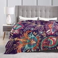 thumbnail image 3 of Bohemian Boho Paisley Flowers Fleece Blanket Comfort Warmth Soft Cozy Easy Care Bed Throw Blanket for Living Room/Bedroom All Season,Gift,60"x50", 3 of 6