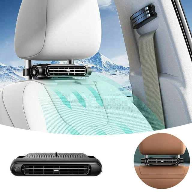 Ventilateur de Voiture à Angle Ajustable, Refroidisseur de Siège Auto, Appareil de Ventilation Portable, Batterie Rechargeable 3000 mAh, Circulateur d'Air à Pince, Convient pour les Voyages sur la Route, le Camping, la Conduite, Éclairage d'Ambiance, Consoles Automobiles et