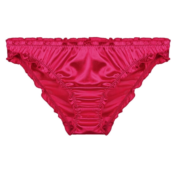 Women Underwear Sexy Ruffle Lingerie Knicker Satin Silk Panties Briefs Plus  Size