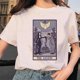 thumbnail image 2 of Camiseta estampada de manga corta para mujer, camisa con estampado de Tarot, flor de tarjeta, tiempo divertido, moda de dibujos animados, patrón superior, Verano, 2 of 5