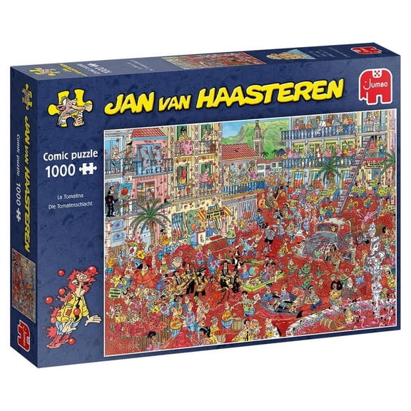 Jumbo Toys, Jan Van Haasteren - 'La Tomatina' Unique Comic Fun Designed Jigsaw Puzzle for Adults - 1,000 Piece