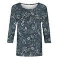 thumbnail image 4 of Deals Plus Size Tops For Women Vintage Printed Tunic Tops Crew Neck Pullover Sweater Blouses 3/4 Sleeve Shirts Oversized Loose Fitted Loungewear Dressy Causal Tees Going Out Work Outfits, 4 of 5