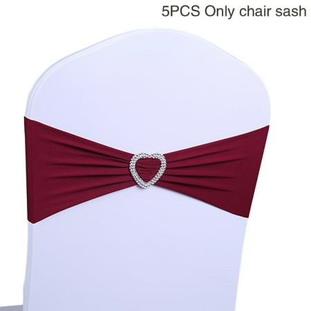 

Reduced！Samansag 5pcs Chair Sash Event Solid Stretch Band Elegant Dinner Banquet Wedding Party