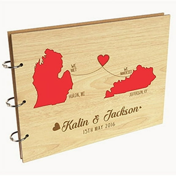 Darling Souvenir Personalized Engraved Laser Cut Wedding Guest Book Wooden Cover Sign-in Book Registry Guestbook Scrapbook-87