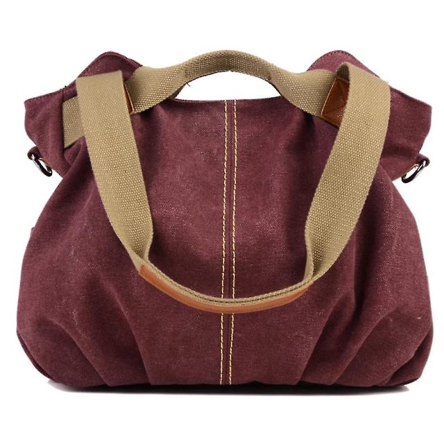 Bolso de lona para mujer, bolso de hombro, bandolera, bolso de mano, bolsos usados, bolsos de hombro (rojo vino) ZefeiWu 8390606798107