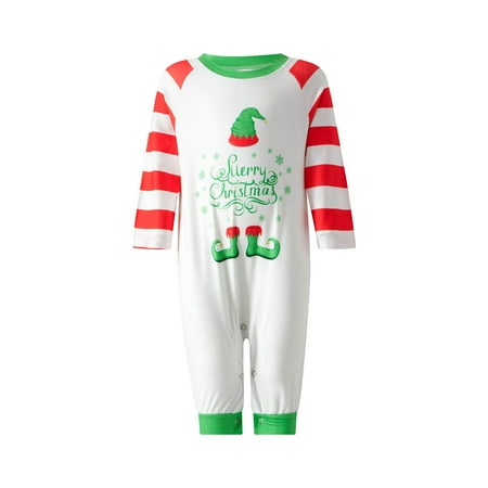 

Pinkdeer Christmas Family Matching Pajamas Set Dad Mom Kids Pet Nightwear Long Sleeve Santa Print Sweatshirt Top+Striped Pants Trouser