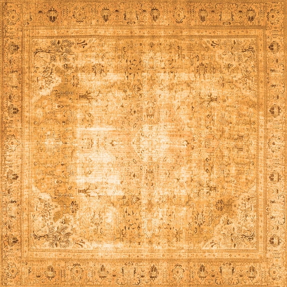 Ahgly Company Indoor Square Persian Orange Traditional Area Rugs, 7' Square