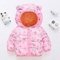 thumbnail image 2 of Fesfesfes Kids Toddler Unisex Hooded Puffer Jacket with Bear Ears Full Zip All-Over Printed Winter Coat for Boys Girls Ages 1-8 Years, 2 of 9