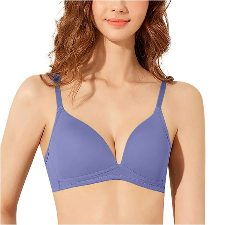 REORIAFEE Bra for Women Push Up Bra Gift for Valentine's Mother's Day  Comfortable Wireless Breathable Push Up Bra Blue XXXL