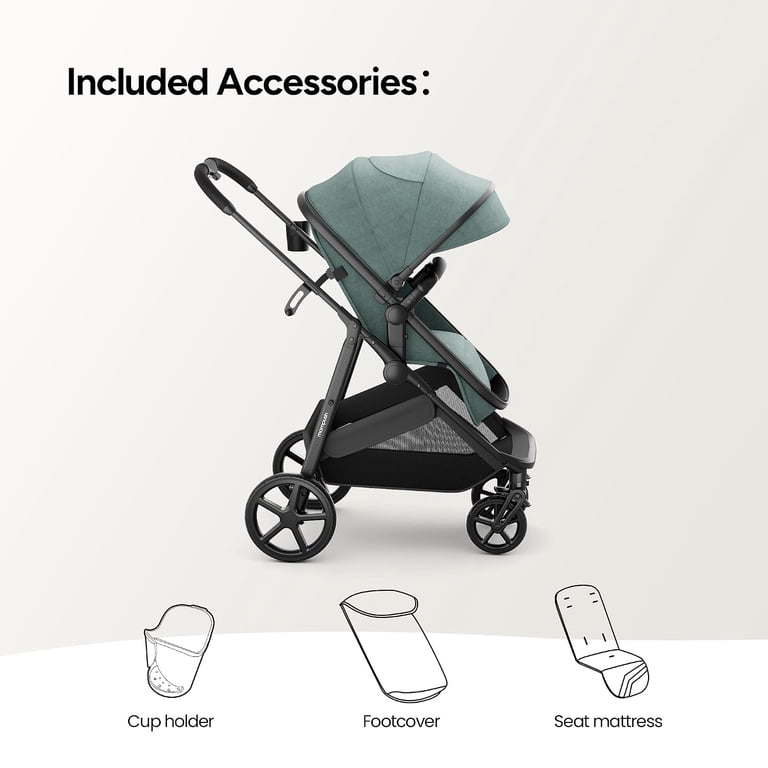 Mompush, Wiz 2-in-1 Baby Stroller, Green, 36.8