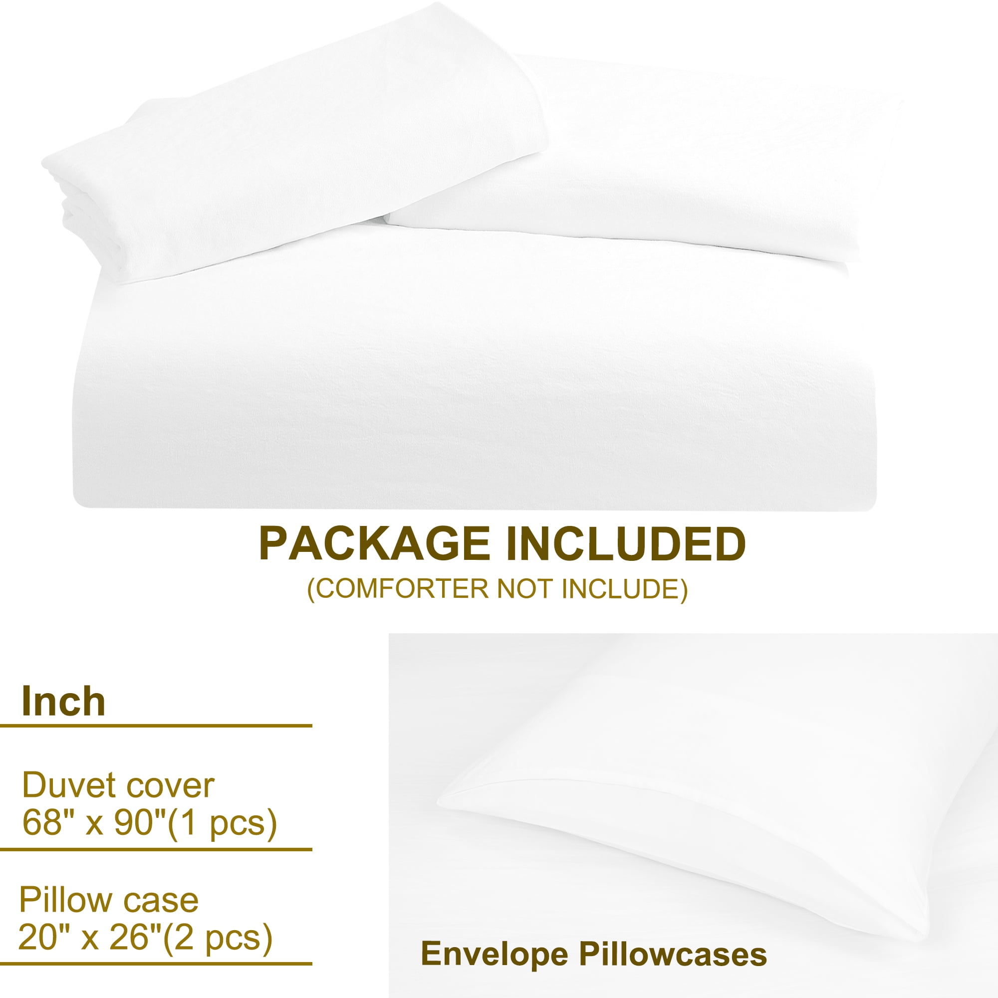 Unique Bargains 100% Microfiber Soft 3 Pieces Duvet Cover Set King White