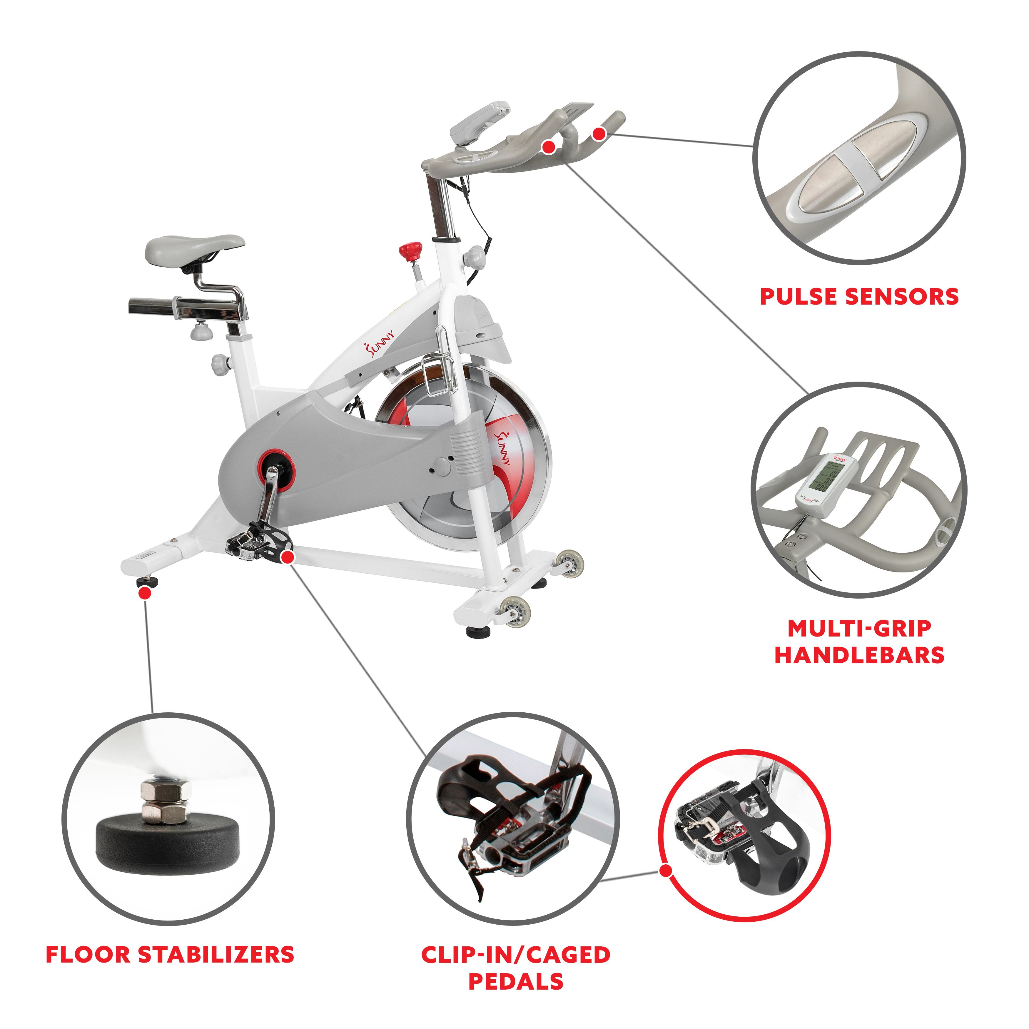 Sunny Health & Fitness Magnetic Belt Drive Premium Indoor Cycling Bike - SF-B1876 - image 5 of 7