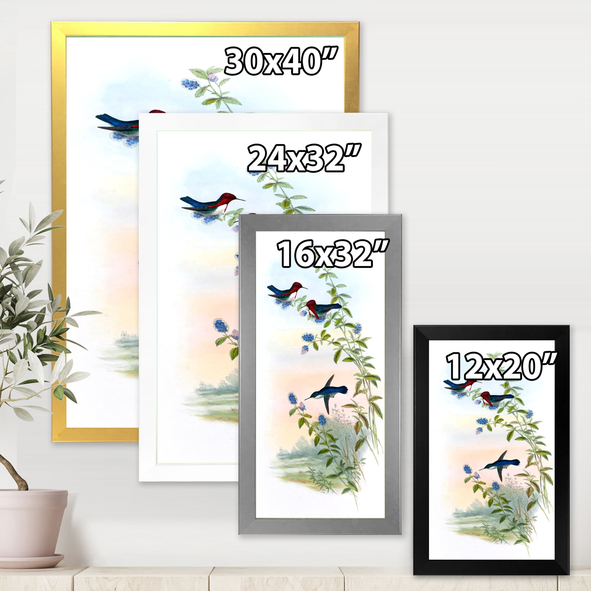 Designart 'Ancient Hummingbird II' Traditional Framed Art Print