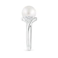thumbnail image 3 of Angara South Sea Cultured Pearl Bypass Ring with Diamond Trio in 14K White Gold for Women | June Birthstone Jewelry for Her, 3 of 8