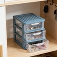 thumbnail image 5 of DefiDgd Tabletop Plastic Drawer Organizer,Transparent 3 Layer Desktop Storage Container Case,Stackable Compact Storage Box for Bathroom Bedroom Shelf Office Home Classroom(Blue-Low Grids), 5 of 6