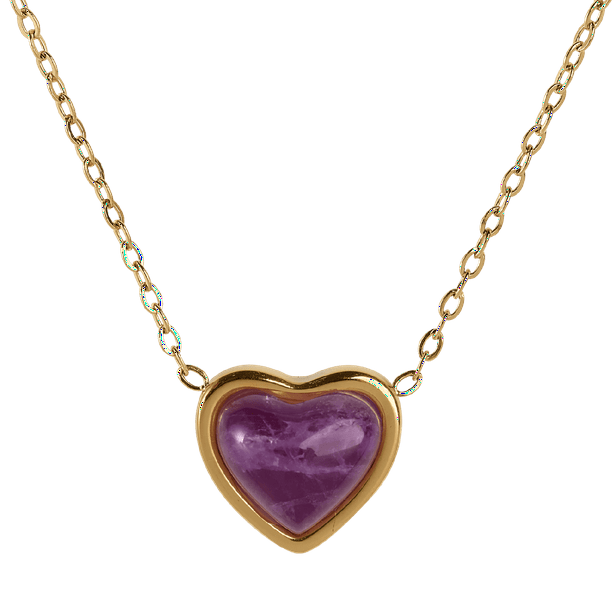 LuckyLy Collares para Mujer Oro 14k con Piedras Naturales, Acero Inoxidable Baño Oro 14k, Cadena y Dije – Joyería ideal como Regalos para Mujer San Valentín y Regalos para Mamá violeta Unitalla