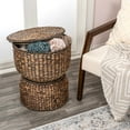 thumbnail image 3 of happimess SAT1000B Bhola 18" Hourglass Handwoven Hyacinth Storage Accent Table with Lid, Brown Wash, 3 of 9