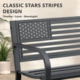 thumbnail image 3 of WLLJOY Metal Outdoor Bench, 47in Patio Garden Benches with National Flag Pattern Backrest for Backyard, Lawn, Deck, Porch, Park, Black, 3 of 10