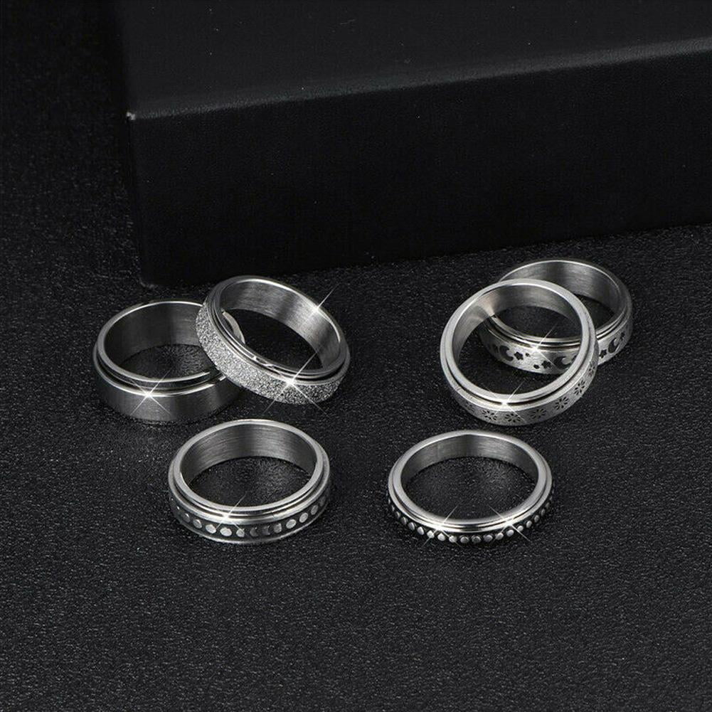 Anti-anxiety Spinner Fidget Rotating Rings Men Women NICE Steel Titanium AU F8H2
