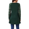 thumbnail image 5 of INSPIRE CHIC Women's Lace Long Sleeve Crewneck High Low Asymmetrical Hem Blouse M Dark Green, 5 of 5