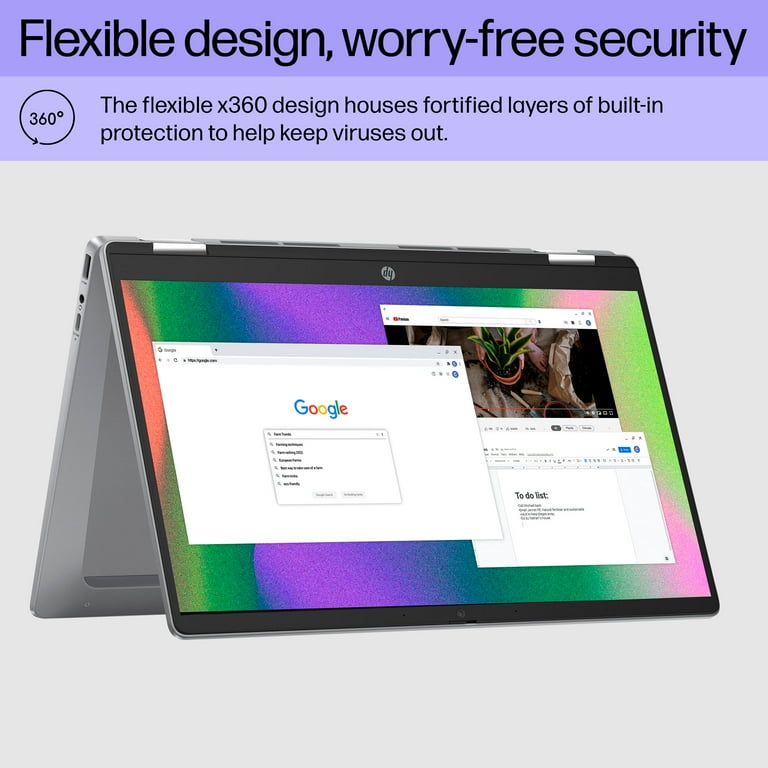 HP 14 inch x360 FHD Touch Chromebook Plus Laptop with Google AI